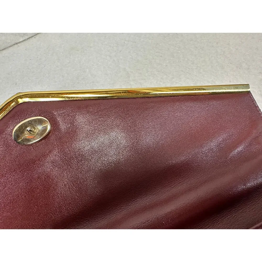 Vintage Etienne Aigner Burgundy Leather Envelope Clutch